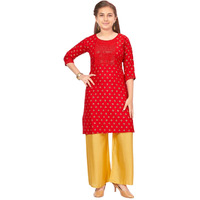 Aarika Girls Red Colour Embroidery Rayon Kurti (Kurti-K-Ap-1113-Red-38)
