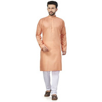Be Active 100% Cotton Stylish Trendy Solid Pattern Full Sleeve Comfortable Men's Kurta Pyjama Set Gives Rich Look Rfsk0001_35_Set_L Dark Peach