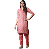 Dhruvi Trendz Womens Cotton Blend Women Kurta Set Regular Fit Regular (Dt-K2701&P123_Peach_S)