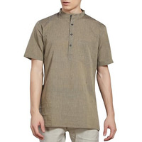 Divisive Men's Pure Cotton Handloom Half Sleeves Ethnic Casual Short Kurta (Dkrt482_Xxxl_Stone Grey)