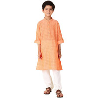 Fabindia Boy's Cotton Printed Regular Kurta (1030887Orange_Orange