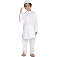 Vastramay Boys' White Kurta Pyjama Set (B1517)