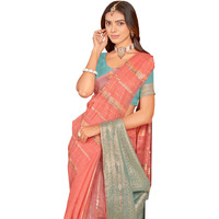 Glory Sarees Women's Sambalpuri Woven Jacquard Cotton Silk Saree With Blouse Piece (Sambalpurisarees102_Peach)