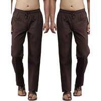 See Designs Men Deep Brown Solid Pure Cotton Men's Pyjama (Pack Of 2)_Sdcbpj163L