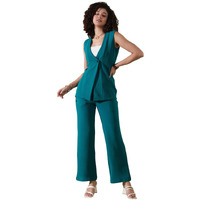 Selvia Women's Co-Ords Set|Sleeveless Lycra V-Neck Co-Ords Set|Top & Trouser Co-Ords Set|2 Piece Co-Ord Set (646Ctk11304N-Xl_Teal Blue)
