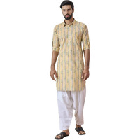 See Designs Yellow Regular Fit Pure Cotton Pathani Kurta_Sdmpkt1160Xs