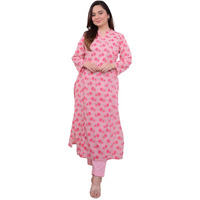 Fabnex Cotton Blend Regular Women Kurta Set (K-56-Pink-M_Pink