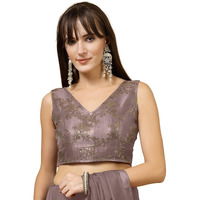 Oomph! Readymade Blouse For Women, Brocade, Sleeveless, V-Neck, Rbbl718