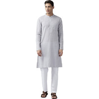 See Designs Men's Grey Cotton Straight Kurta With Slub Effect - Sdkt1011L (L)