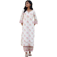 Lookmark Kurta Set: Elegance Meets Comfort In Style! Stay Comfortable Yet Stylish With Our Cotton Blend Kurti Pant Sets! Pink