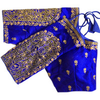 Vihu Fashion Women's Flower Embroidery Sleeves Cut Work Readymade Saree Blouse