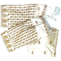 Pujia Mills Women's Trendy Embroidery Maggam Work Half Sleeve White Saree Blouse(Maggam 2 White_38)