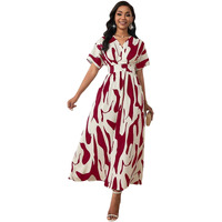 Leriya Fashion Women Fit And Flare Midi Dress Dress Wine, 2Xl