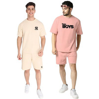 Royalscout Combo Of Mens Night Suit | Men's Co-Ord Set | Lounge-Wear Nightdress Pajama Set | Summer Night Wear | Solid Plain Casual Pajama Shorts Set |Beach Wear Pack Of 2