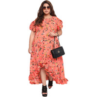 Oomph! Women's Western & Fusion Wear Crepe Wrap Maxi Plus Size Dress - Marmalade Orange - Od233_6Xl