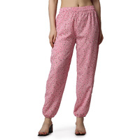 Popwings Casual Printed Joggers For Summer || Latest Stylish Women Joggers For Summer || Loose-Fit Pull On Joggers For Women || Women Joggers Pants For Summer Light Pink