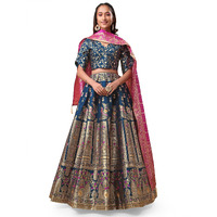 Purvaja Women's Jacquard Semi-Stitched Lehenga Choli (Kumbh-Rama_Rama_Free Size)