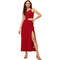 Rare Women's Spandex A-Line Mid-Calf Length Dress (Ep8061B_Red_L)