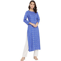 Tissu Women's Rayon Blue & Off White Printed Straight Kurta 2130_Blue_4Xl