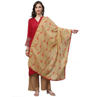 Weavers Villa Women's Floral Cotton Embroided Dupatta, Chunni (Beige), 2.25 Mtrs