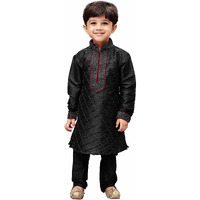 Jbn Creation Boys' Black Silk Blend Kurta And Pyjama Set_Vasbkbl004Npbl_28