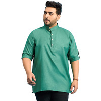 Bigbanana Plus Size Men's Regular Fit Solid Short Kurta (Pollan-Green,Green,6Xl)