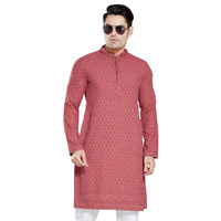 Divisive Men's Sequince Embroidered Cotton Blend Only Kurta (Dkrt9_Xxxl_Peach)