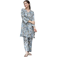 Fabnex Cotton Blend Regular Women Kurta Set (Kk-32-Blue-Xl_Blue