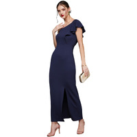 Miss Chase Women's Solid Maxi Dress (Plus Size) (Mcaw18D12-46-323-05, Space Blue, L)