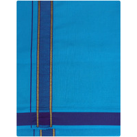 Prakasam Cotton Men's Blue Colour Single Dhoti. 1.29X2.00 Meter