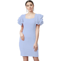 Shasmi Women's Polyester Blend Bodycon Casual Dress (Shree Midi 20 Sky Blue S