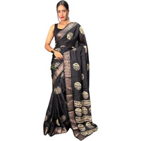 Shiv Textiles Womens Gorgette Zip And Go Pre-Stitched Saree  Effortless Wear & Comfort : Ready To Wear Saree(Sb-St-R-19-Black)