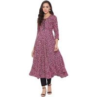 Tissu Women's Rayon Maroon & White Floral Printed Kurta (_Maroon_6Xl)