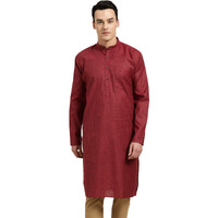 Sojanya (Since 1958 Men's Cotton Maroon Striped Only Kurta Size: 36