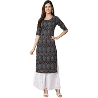 Pinkmint Women's Crepe Black Color Bandhani Printed Straight Kurti(Mb-530373-Xxl)