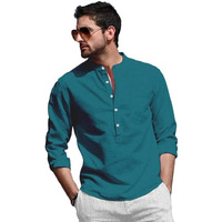Be Active Men's Solid 100% Cotton Short Kurta With Mandarin Collar || Short Kurta For Men Cotton || Stylish Short Kurta || Short Kurta Men (Rf0003 14-M...) Turquoise