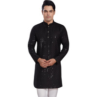 Divisive Men's Sequince Embroidered Cotton Blend Only Slim Fit Kurta (Dkrt575_M_Black)