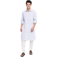 Fabindia Men Linen Regular Collar Pathani Kurta Cotton_M Off White