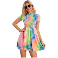 Greciilooks Women's Tie Dye Tops| Womens Dress | Tie Dye Tshirt For Women Body Con Dress (Large, Tie Dye)