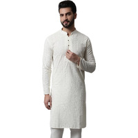 Jompers Men's Embroiderd Kurtas (Cream, S)