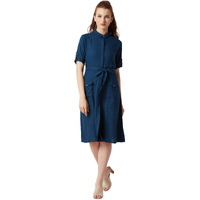 Miss Chase Women's Rayon Shirt Dress(Mcaw18D11-74-71-03,Navy Blue,Small)