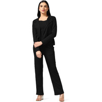 Om Sai Latest Creation Women's Lycra Open Front Dress (Oslc-W1856&W1857&Tr863_Black_S)