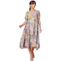 Oomph! Flared Dress For Women Stylish | Long One Piece For Women | Puff Sleeve Long Dress | Floral Print Maxi One Piece | Western & Fusion Wear