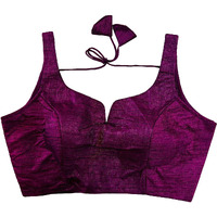 Pujia Mills Women's Heavy Phantom Silk Bollywood Style Sleeveless Trendy Blouse(Veda) (Wine, 36)