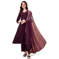 Pratham Blue Women's Rayon Solid Regular Kurta Set (Pb-6225-M_Purple