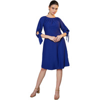 Purvaja Womens A-Line Below Knee Length Dress (Nisi-011-013) (In, Alpha, 3Xl, Navy-Blue)