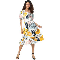 Campus Sutra Women Graphic Printed Relaxed Fit Casual Dresses(Sur22_Cswssdr254_M) Multicolour