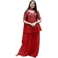 Fashion Basket Georgette Red Salwar Suit For Womens (Fb-Es-E6008-Xl)