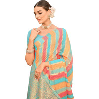 Glory Sarees Women's Sambalpuri Woven Jacquard Cotton Silk Saree With Blouse Piece (Sambalpurisarees101_Firozi)