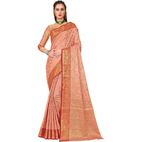 Glory Sarees Womens Banarasi Silk Saree With Blouse Piece (Shahi102_Peach)